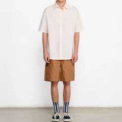 EDMMOND STUDIOS Souvenirs Short Sleeve Shirt in Plain Off White