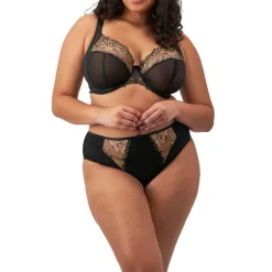 Elomi Teagan High Leg Brief in Black/Almond