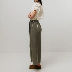 EMIN PAUL Drawstring Waist Trousers in Khaki