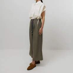 EMIN PAUL Drawstring Waist Trousers in Khaki