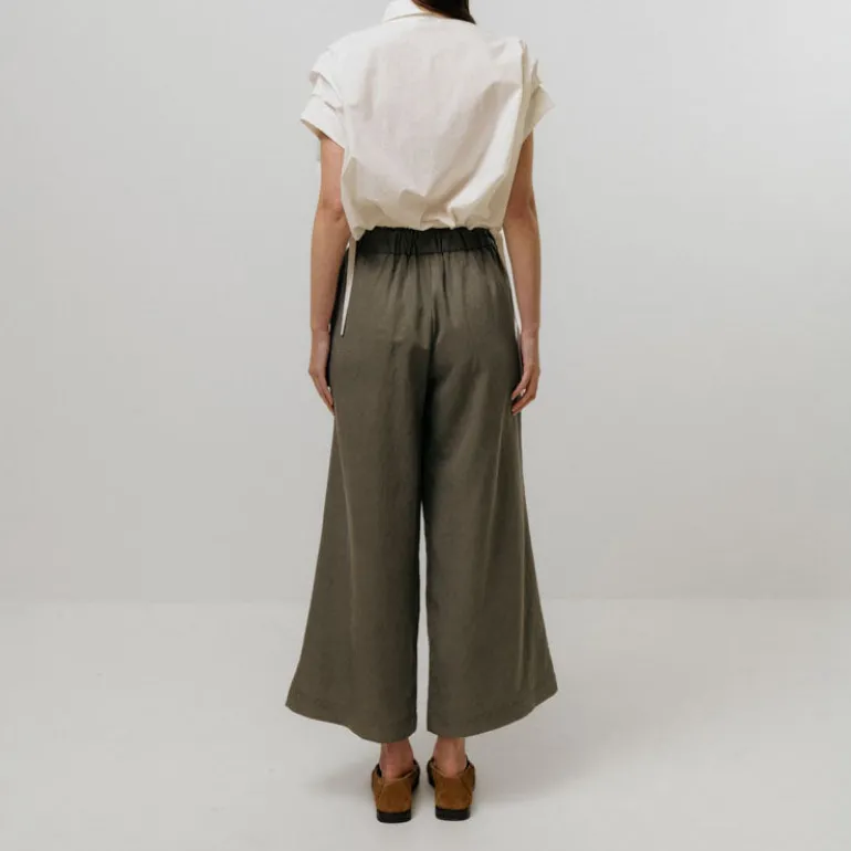 EMIN PAUL Drawstring Waist Trousers in Khaki