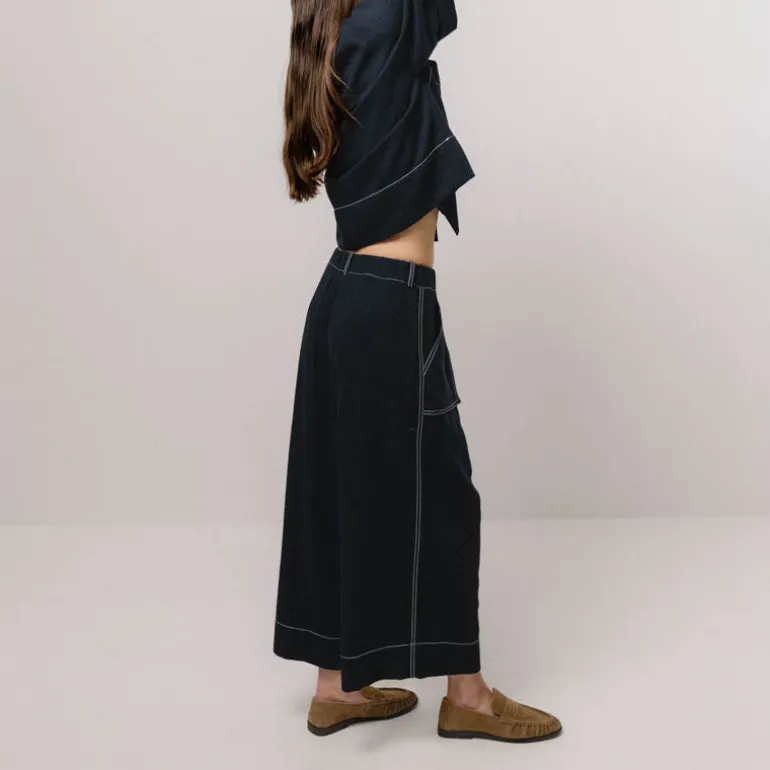 EMIN PAUL Ultra Wide Leg Trousers Navy