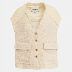 Essential Antwerp Geologic Sleeveless Jacket in Off White