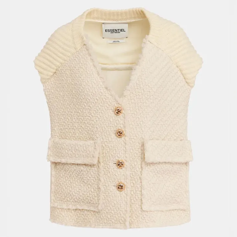 Essential Antwerp Geologic Sleeveless Jacket in Off White