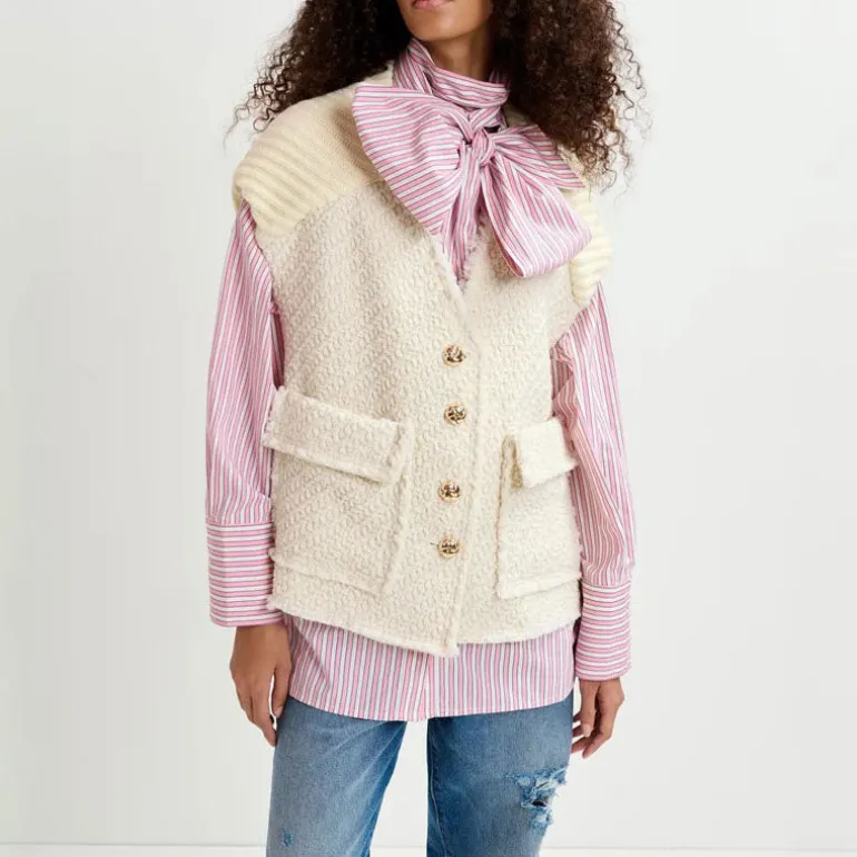Essential Antwerp Geologic Sleeveless Jacket in Off White
