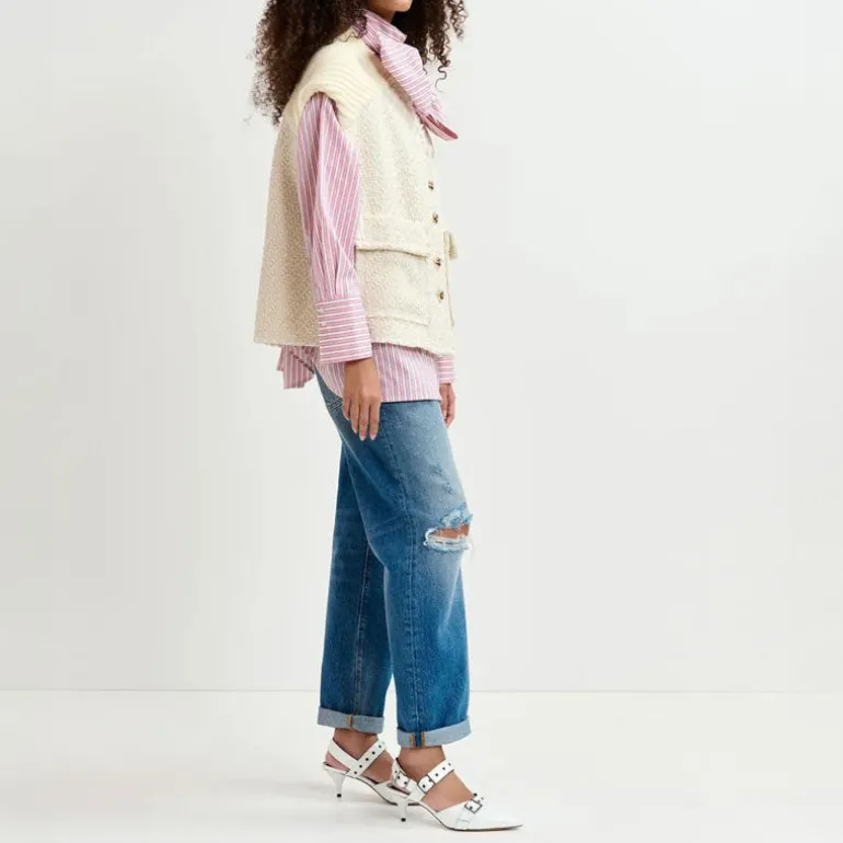 Essential Antwerp Geologic Sleeveless Jacket in Off White