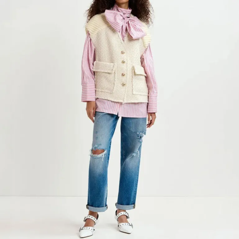 Essential Antwerp Geologic Sleeveless Jacket in Off White