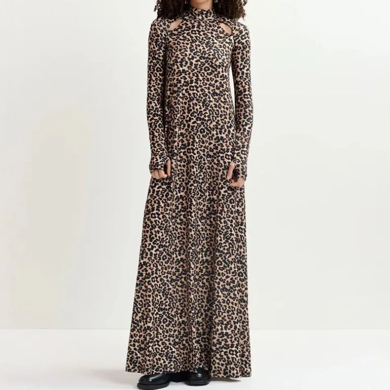 ESSENTIEL ANTWERP Germa Long Dress in Leopard Print