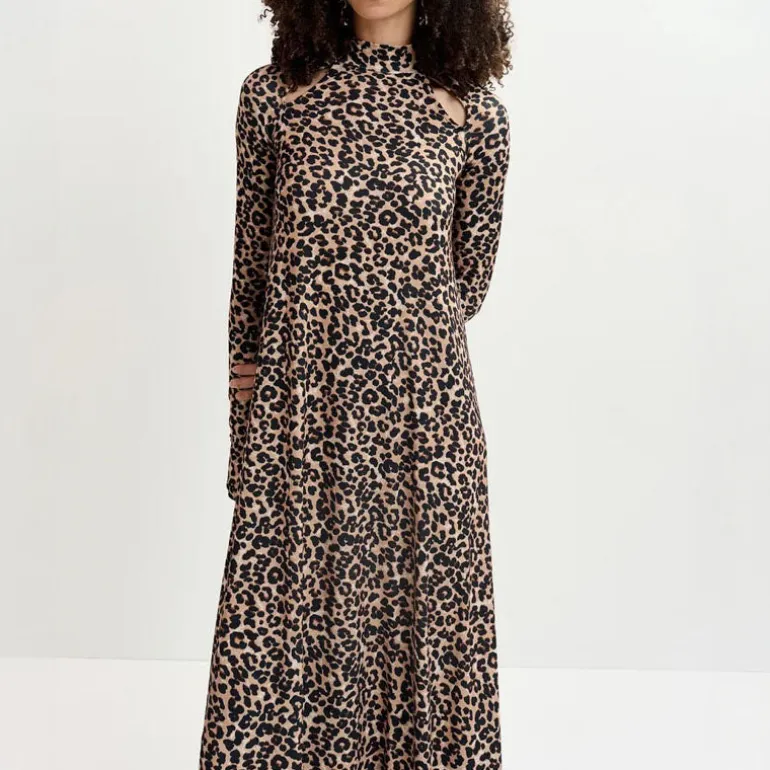 ESSENTIEL ANTWERP Germa Long Dress in Leopard Print