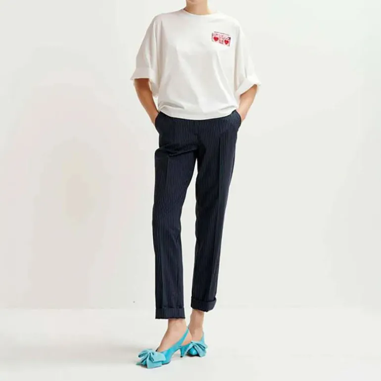 ESSENTIEL ANTWERP Hadio Embroidered T-Shirt in Off White