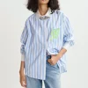ESSENTIEL ANTWERP Halibut1 Embroidered Shirt in Combo2 Aqua Blue