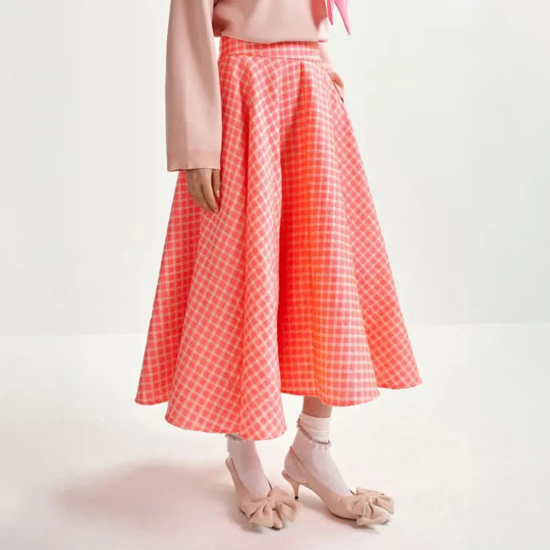 ESSENTIEL ANTWERP Hat Wide Maxi Skirt in Combo2 Calypso Pink H2CP