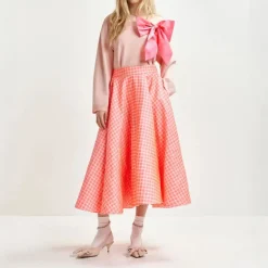 ESSENTIEL ANTWERP Hat Wide Maxi Skirt in Combo2 Calypso Pink H2CP