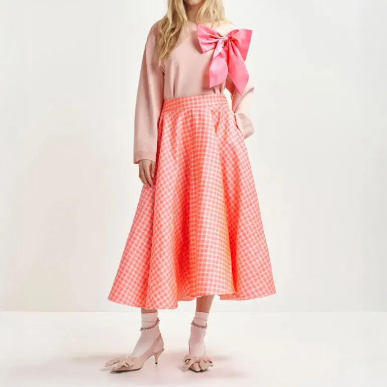 ESSENTIEL ANTWERP Hat Wide Maxi Skirt in Combo2 Calypso Pink H2CP