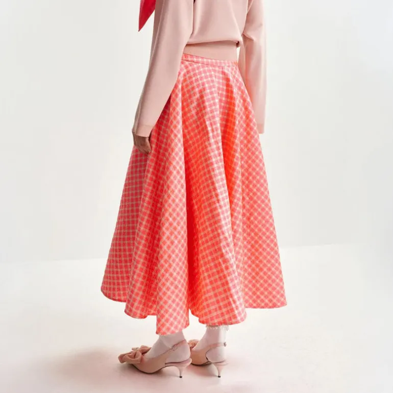 ESSENTIEL ANTWERP Hat Wide Maxi Skirt in Combo2 Calypso Pink H2CP