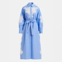 ESSENTIEL ANTWERP Haze Lace Panelled Dress in Combo1 Aqua Blue