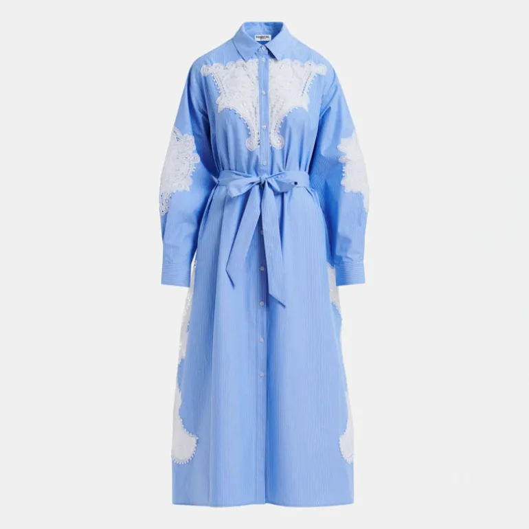ESSENTIEL ANTWERP Haze Lace Panelled Dress in Combo1 Aqua Blue
