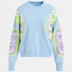 ESSENTIEL ANTWERP Hecrazy Embroidered Sweatshirt in Combo3 Aqua Blue