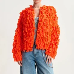 ESSENTIEL ANTWERP Hinwood Fringed Jacket in Chimique Fanta