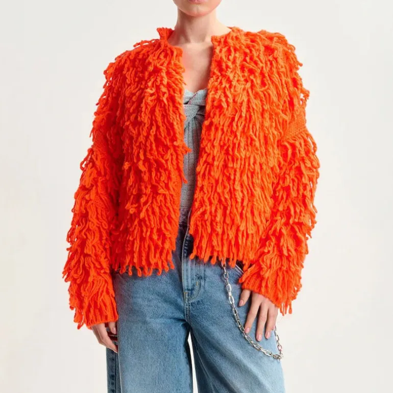 ESSENTIEL ANTWERP Hinwood Fringed Jacket in Chimique Fanta