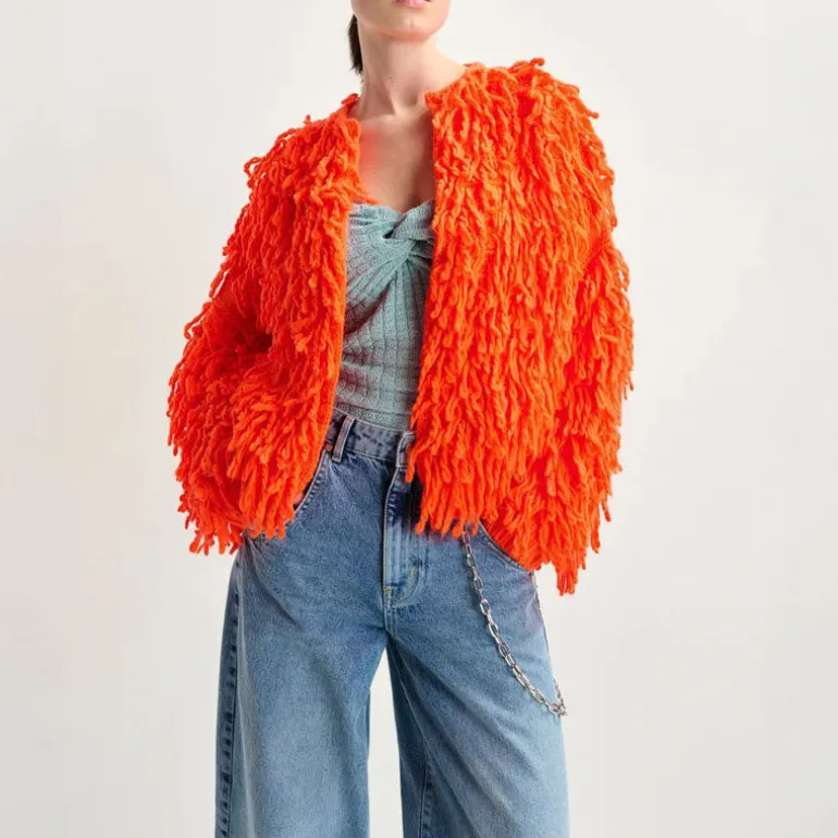 ESSENTIEL ANTWERP Hinwood Fringed Jacket in Chimique Fanta