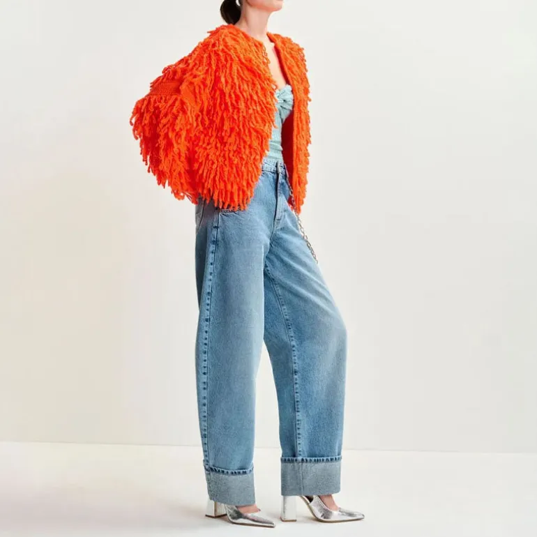ESSENTIEL ANTWERP Hinwood Fringed Jacket in Chimique Fanta