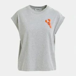 ESSENTIEL ANTWERP Hobster Embroidered T-Shirt in Nimbus Cloud