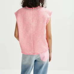 ESSENTIEL ANTWERP Honduras Rhinestone Trim Top in Combo2 Calypso Pink