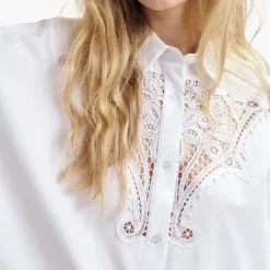 ESSENTIEL ANTWERP Hoofd Lace Panelled Shirt in White