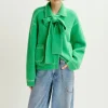ESSENTIEL ANTWERP Hoops Cardigan with Bow in Pine Needle