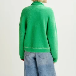 ESSENTIEL ANTWERP Hoops Cardigan with Bow in Pine Needle