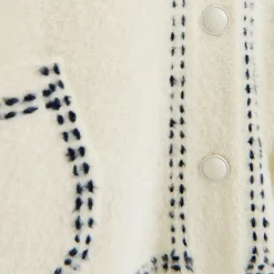 ESSENTIEL ANTWERP Hoops Cardigan with Bow in Sour Cream