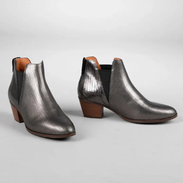 ESSKA Ginny Low Heeled Boots in Graphite/Gunmetal Diablo
