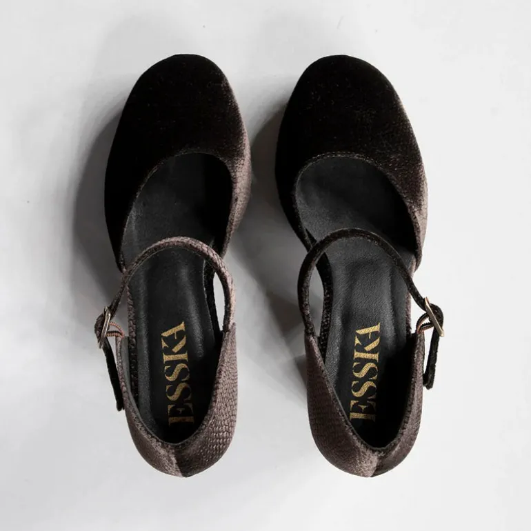 ESSKA Viv High Heeled Shoes in Grey/Brown Diablo