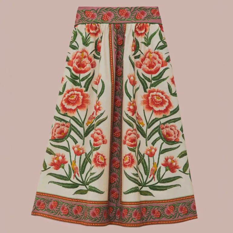FARM RIO Ainika Delicate Off-White Midi Skirt