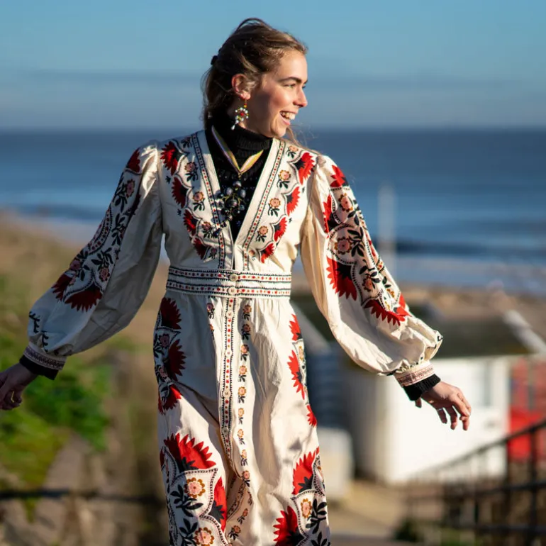 Farm Rio Cashew Mandala Cream Maxi Dress