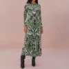 Farm Rio Lace Nature Black Midi Dress