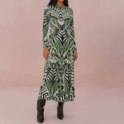 Farm Rio Lace Nature Black Midi Dress