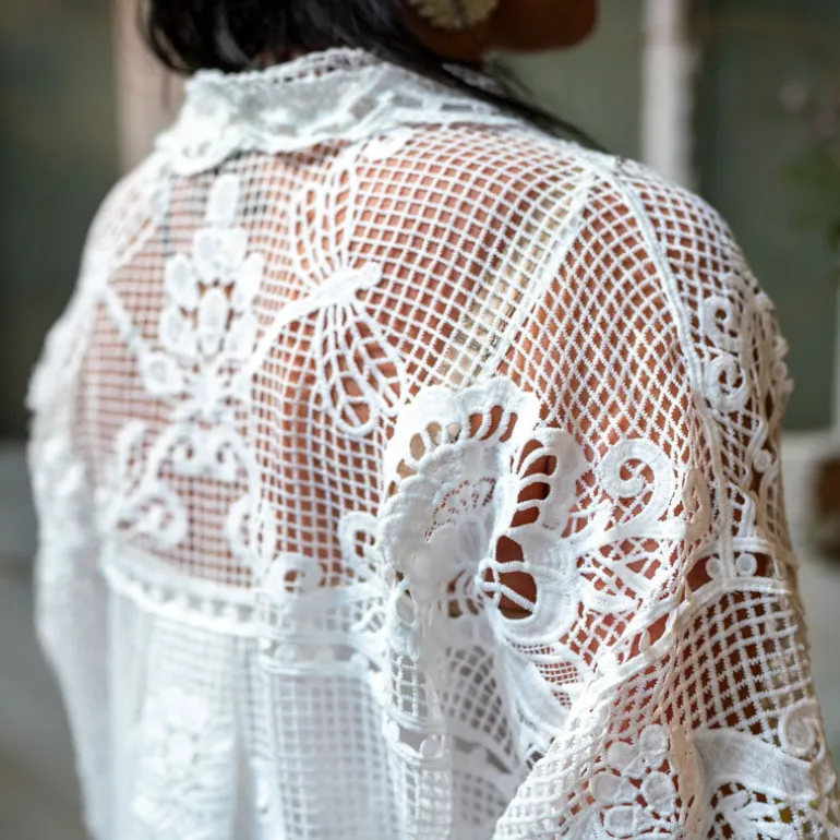 FARM RIO Swan Lake Guipure Off-White Shirt