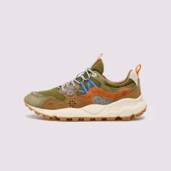 FLOWER MOUNTAIN Yamano 3 Mens Suede Trainers in Ripstop/Militare Brown
