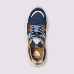 FLOWER MOUNTAIN Yamano 3 Mens Suede Trainers in Blue/Navy