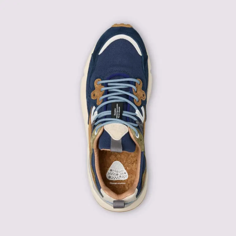 FLOWER MOUNTAIN Yamano 3 Mens Suede Trainers in Blue/Navy