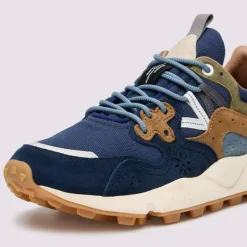 FLOWER MOUNTAIN Yamano 3 Mens Suede Trainers in Blue/Navy