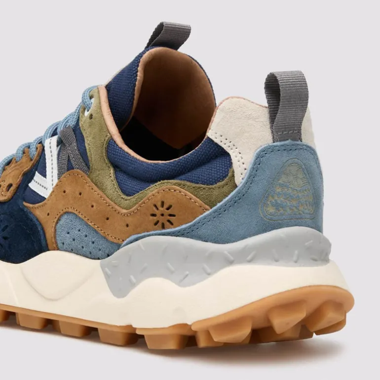 FLOWER MOUNTAIN Yamano 3 Mens Suede Trainers in Blue/Navy