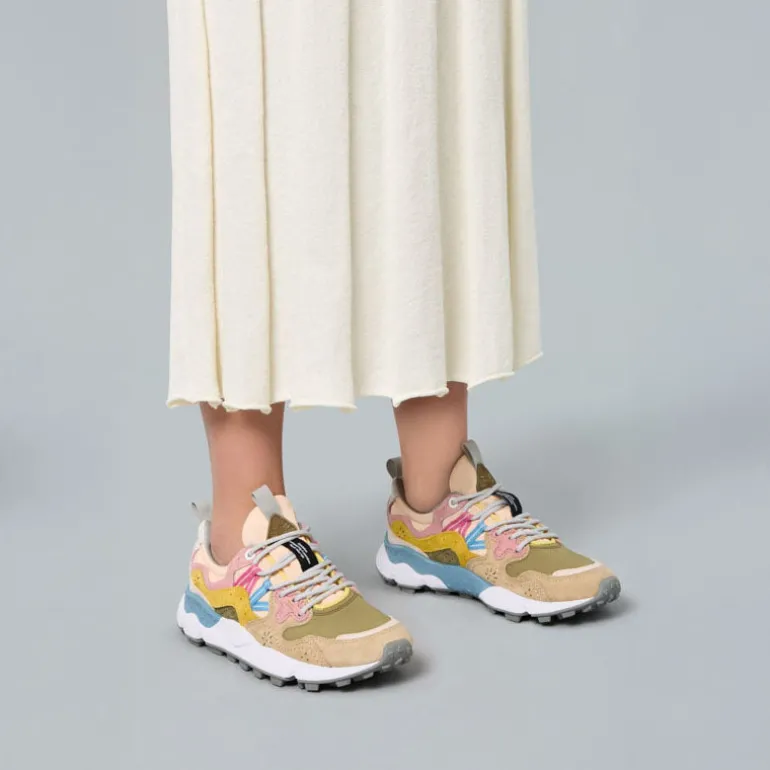 FLOWER MOUNTAIN Yamano 3 Womens Suede Trainers in Dark Rose/Chestnut