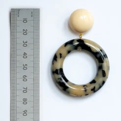 FRANCINE BRAMLI EC Medium Hoop Earrings in Grey Leopard Mix