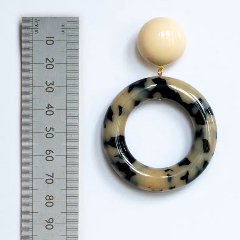 FRANCINE BRAMLI EC Medium Hoop Earrings in Grey Leopard Mix