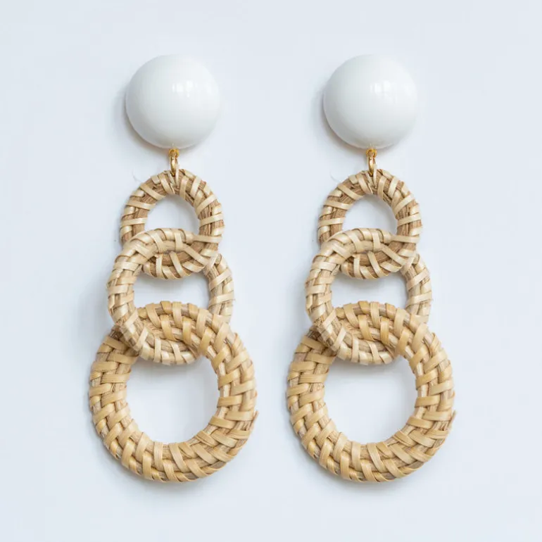 FRANCINE BRAMLI Raphia 20 Earrings in Raffia/White