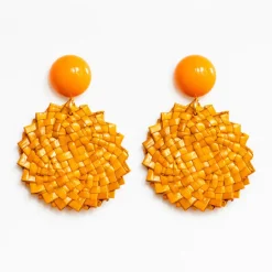 FRANCINE BRAMLI Raphia 22 Earrings in Orange