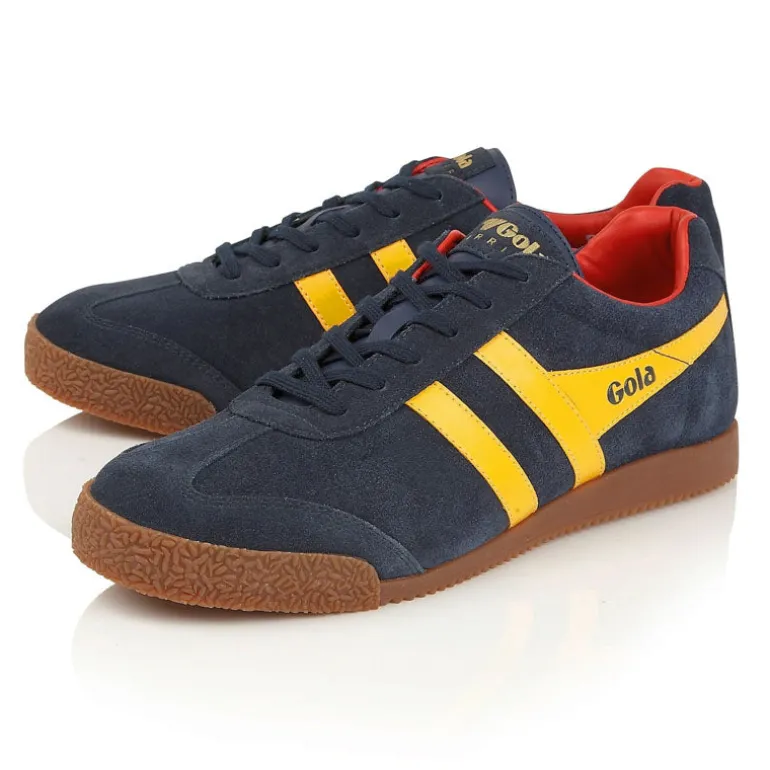 GOLA Harrier Suede Trainers in Navy/Sun/Red